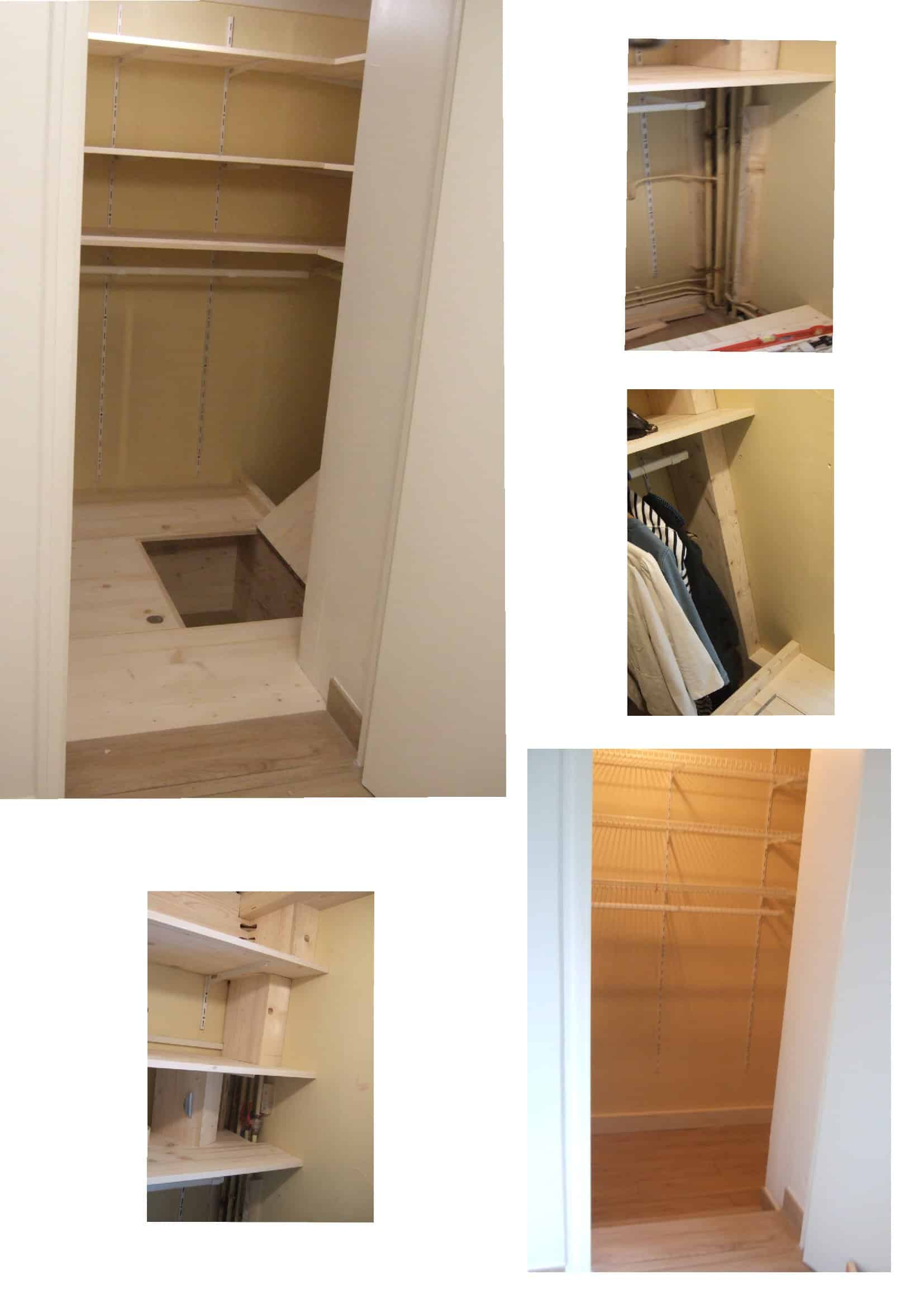 Dressing sur mesure aménagé dans un espace en contre-bas